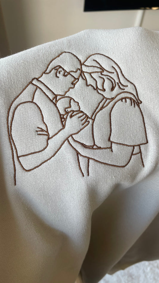 Line Drawing Portrait Embroidery
