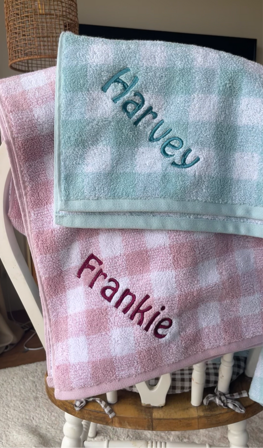 Personalised Checkered Name Towels